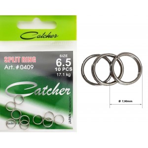  кольцо заводное "Catcher" SPLIT RING (#6.5, nickel, 10шт в пачке) # 0409